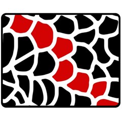 Red, Black And White Abstraction Fleece Blanket (medium)  by Valentinaart