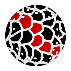 Red, Black And White Abstraction Round Filigree Ornament (2side) by Valentinaart