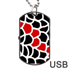 Red, Black And White Abstraction Dog Tag Usb Flash (two Sides)  by Valentinaart