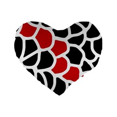 Red, Black And White Abstraction Standard 16  Premium Heart Shape Cushions by Valentinaart