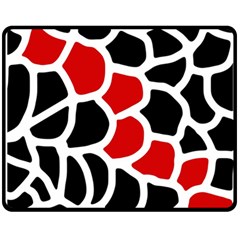 Red, Black And White Abstraction Double Sided Fleece Blanket (medium)  by Valentinaart