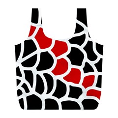 Red, Black And White Abstraction Full Print Recycle Bags (l)  by Valentinaart