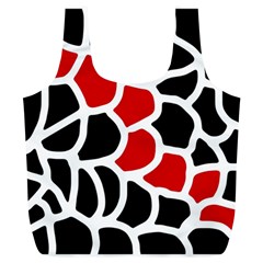 Red, Black And White Abstraction Full Print Recycle Bags (l)  by Valentinaart