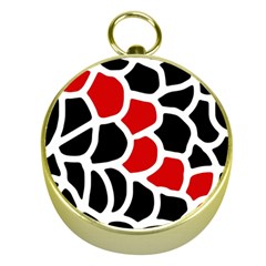 Red, Black And White Abstraction Gold Compasses by Valentinaart