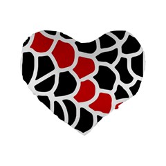 Red, Black And White Abstraction Standard 16  Premium Flano Heart Shape Cushions by Valentinaart