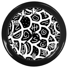 Black And White Playful Design Wall Clocks (black) by Valentinaart