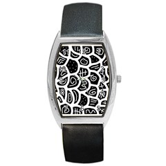 Black And White Playful Design Barrel Style Metal Watch by Valentinaart