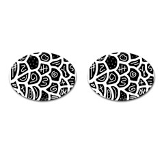 Black And White Playful Design Cufflinks (oval) by Valentinaart