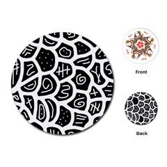 Black And White Playful Design Playing Cards (round)  by Valentinaart