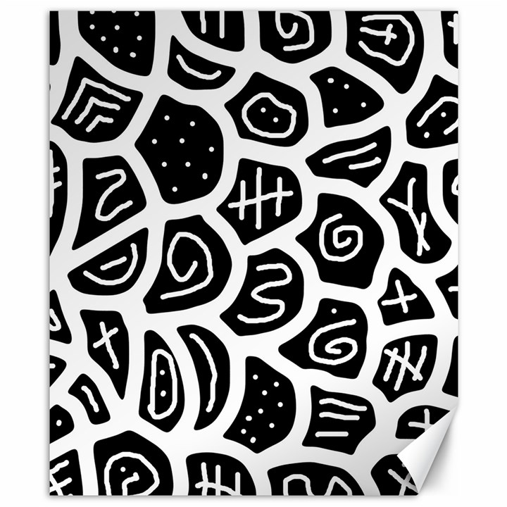 Black and white playful design Canvas 8  x 10 