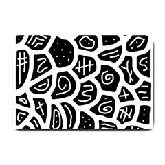 Black And White Playful Design Small Doormat  by Valentinaart