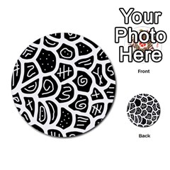 Black And White Playful Design Multi-purpose Cards (round) 