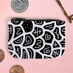 Black And White Playful Design Mini Coin Purses by Valentinaart