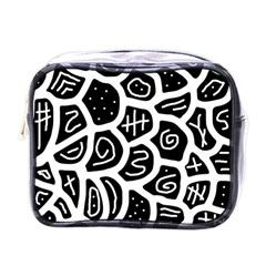 Black And White Playful Design Mini Toiletries Bags by Valentinaart