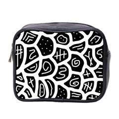 Black And White Playful Design Mini Toiletries Bag 2-side by Valentinaart