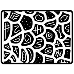 Black And White Playful Design Fleece Blanket (large)  by Valentinaart