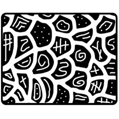 Black And White Playful Design Fleece Blanket (medium)  by Valentinaart