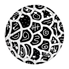 Black And White Playful Design Ornament (round Filigree) 