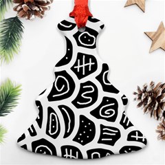 Black And White Playful Design Christmas Tree Ornament (2 Sides) by Valentinaart