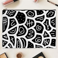 Black And White Playful Design Cosmetic Bag (xxxl)  by Valentinaart