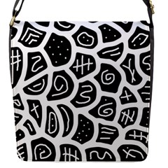 Black And White Playful Design Flap Messenger Bag (s) by Valentinaart