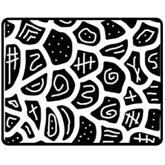 Black And White Playful Design Double Sided Fleece Blanket (medium)  by Valentinaart