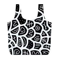 Black And White Playful Design Full Print Recycle Bags (l)  by Valentinaart