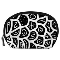 Black And White Playful Design Accessory Pouches (large)  by Valentinaart