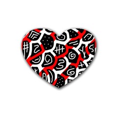 Red Playful Design Rubber Coaster (heart)  by Valentinaart