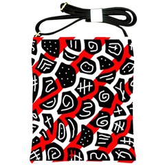 Red Playful Design Shoulder Sling Bags by Valentinaart