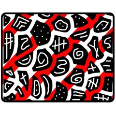 Red Playful Design Double Sided Fleece Blanket (medium)  by Valentinaart