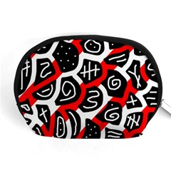 Red Playful Design Accessory Pouches (medium)  by Valentinaart