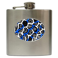 Blue Playful Design Hip Flask (6 Oz) by Valentinaart