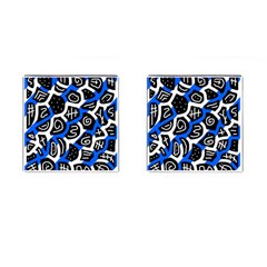 Blue Playful Design Cufflinks (square) by Valentinaart