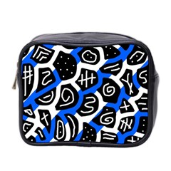 Blue Playful Design Mini Toiletries Bag 2-side by Valentinaart