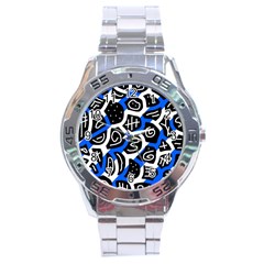 Blue Playful Design Stainless Steel Analogue Watch by Valentinaart