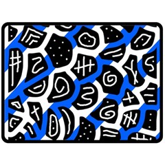 Blue Playful Design Double Sided Fleece Blanket (large)  by Valentinaart