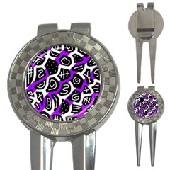 Purple Playful Design 3-in-1 Golf Divots by Valentinaart