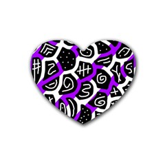 Purple Playful Design Rubber Coaster (heart) 