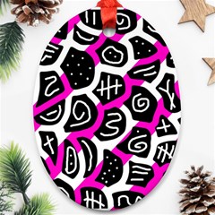 Magenta Playful Design Ornament (oval)  by Valentinaart