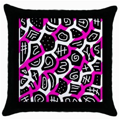 Magenta Playful Design Throw Pillow Case (black) by Valentinaart