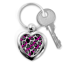 Magenta Playful Design Key Chains (heart)  by Valentinaart