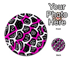 Magenta Playful Design Multi-purpose Cards (round)  by Valentinaart