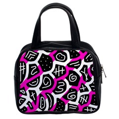 Magenta Playful Design Classic Handbags (2 Sides) by Valentinaart