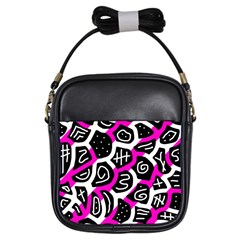 Magenta Playful Design Girls Sling Bags by Valentinaart