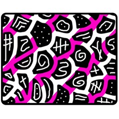 Magenta Playful Design Fleece Blanket (medium)  by Valentinaart