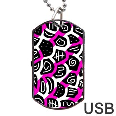 Magenta Playful Design Dog Tag Usb Flash (two Sides)  by Valentinaart