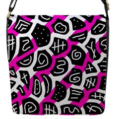 Magenta Playful Design Flap Messenger Bag (s) by Valentinaart