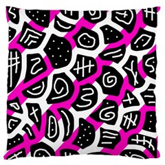 Magenta Playful Design Large Flano Cushion Case (two Sides) by Valentinaart