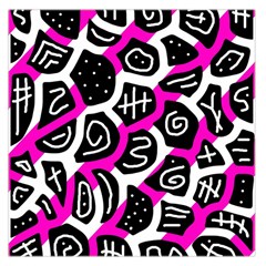 Magenta Playful Design Large Satin Scarf (square) by Valentinaart